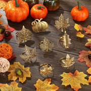 Patelai Pumpkin Napkin Rings, Set of 24, Assorted Fall Leaf and Pumpkin Shapes