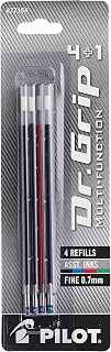 Pilot Dr. Grip 4+1, Black/Red/Blue/Green Inks, Assorted Colors, 4 Count