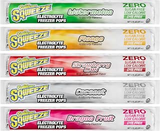 Sqwincher Sqweeze Electrolyte Freezer Pops, Zero Sugar - Tropical 5 Flavor Variety Pack (60 Cases)