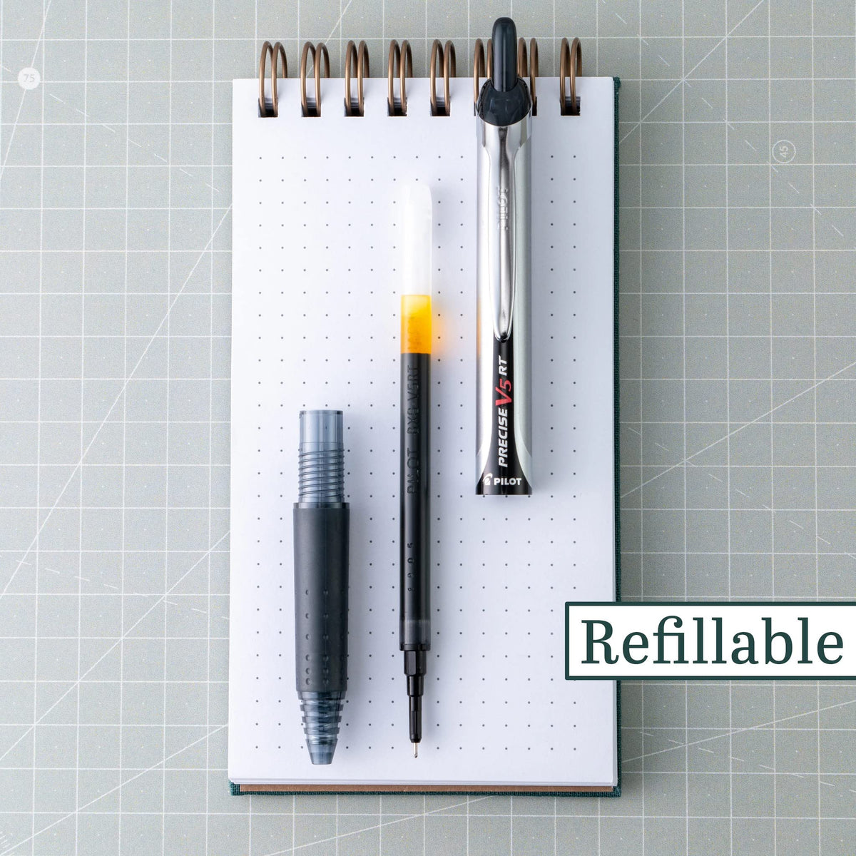 Precise V5 RT Retractable Rollerball Pens by PILOT – 6 Count (Pack of 1), Metal, Black, Model 13613