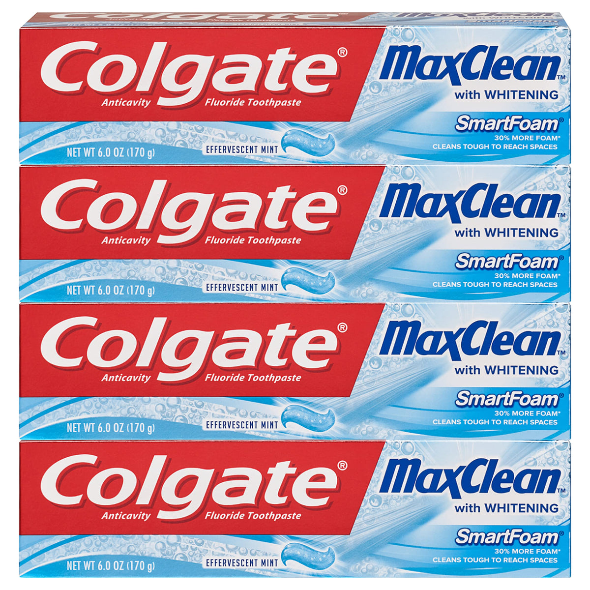 Colgate 4 Fl Oz (Pack of 6) / Smart Foam / Whitening Foaming Toothpaste Toothpaste