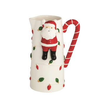 Mud Pie Santa Pitcher, Stoneware, 60 Ounces