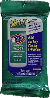 Clorox Disinfecting Wipes, Fresh Scent, To Go Pack!, 9 ct. (6 Pack)