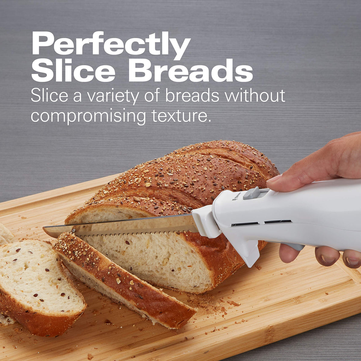 Electric Knife Set for Carving Meats by Hamilton Beach – 10", Metal, White, Model 74250R