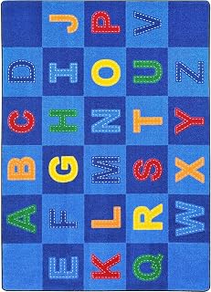 Joy Carpets Patchwork Letters 7'8" x 10'9" Area Rug in Color Multi Nylon/Multi