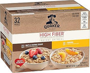 Quaker Instant Oatmeal, High Fiber 2 Flavor Variety (32 Pack)
