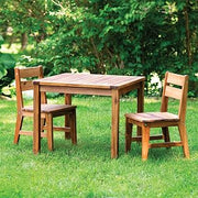Guidecraft Acadia Outdoor Square Table and Chairs Set: Small Wooden Toddler Table with 2 Chairs | Montessori Activity Table for Children Ages 2+ | Kids Outdoor Furniture for Gardens, Patios, Backyards