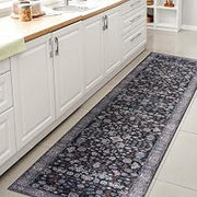 JONATHAN Y Machine Washable Black/Blue Runner Rug 2X8 ft, Kemer for Living Room, Bedroom, Kitchen, Office, Easy-Cleaning, High Traffic, Pet-Friendly, Non-Shedding (WSH104D-28)