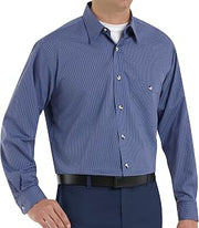 Red Kap Men's Mini-Plaid Uniform Shirt, Grey/Blue, Medium 343 inch sleeve