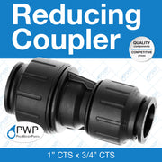 Reducing Coupler 1" CTS X 3/4"CTS 5 Pack by John Guest – Lead,Plastic, Black, Pack of 5, Model 4-PEI203628E