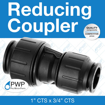 Reducing Coupler 1" CTS X 3/4"CTS 5 Pack by John Guest – Lead,Plastic, Black, Pack of 5, Model 4-PEI203628E