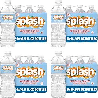 Splash Refresher Mandarin Orange Flavored Water, 16.9 Fl Oz, Plastic Bottle, Pack of 24