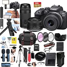 Canon EOS R10 Mirrorless Camera with RF-S 18-45mm STM + RF 75-300mm Telephoto Lens Bundle, 24.2MP APS-C, 4K Video, 64GB SD Card, Creator Kit (Renewed)