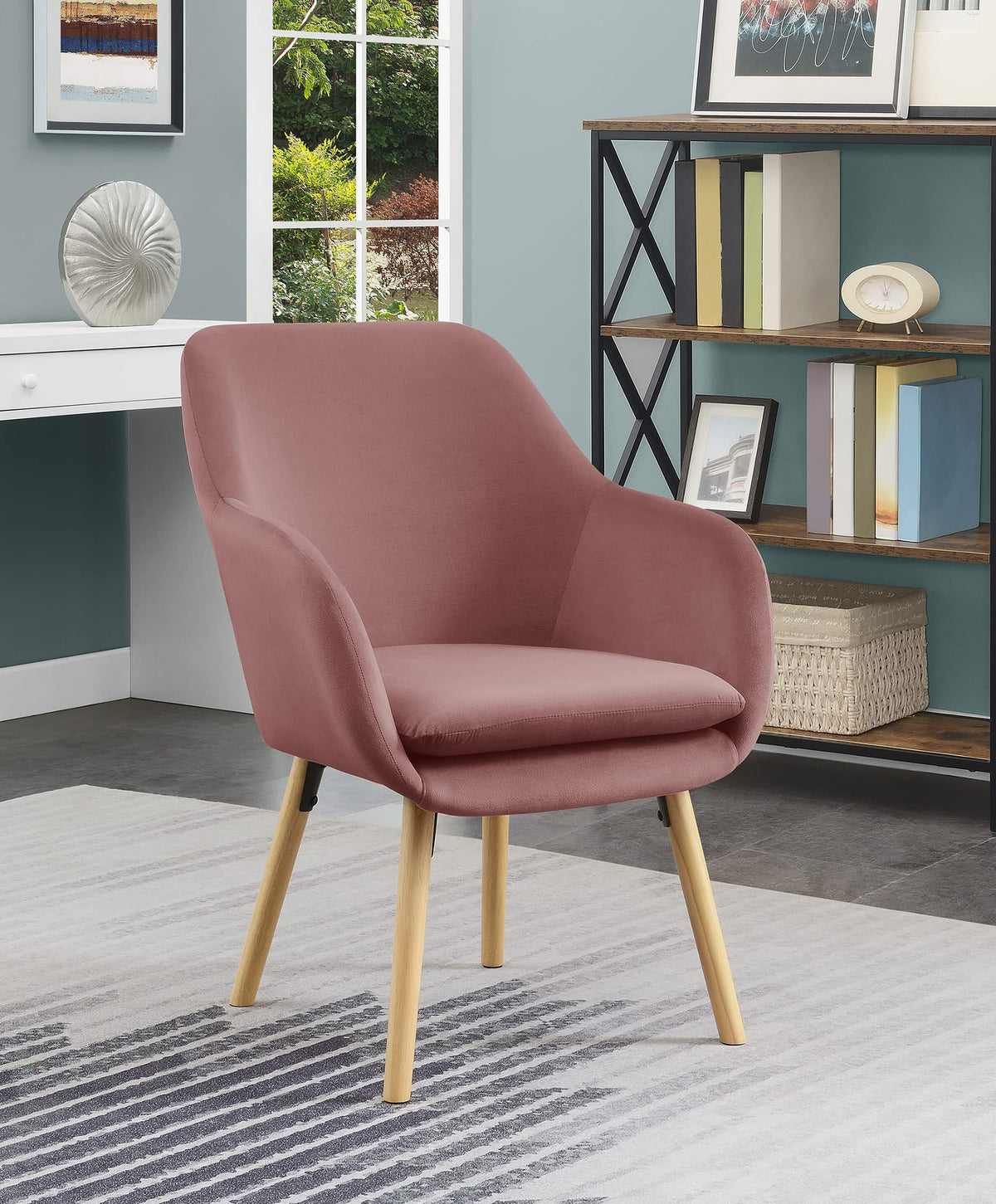 Convenience Concepts Blush Velvet / Chair / 25.25"L x 26.75"W x 33.5"H Chairs