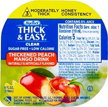 Hormel Healthlabs Thick and Easy Thickened Honey Consistency Clear Peach Mango Drink, 4 Ounce - 24 per case.