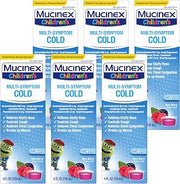 Cold and Cough, Mucinex Children's Multi-Symptom, Liquid, Very Berry Flavor, 24oz (6x4oz) Relieves Nasal & Chest Congestion, Thins & Loosens Mucus, & Controls Cough