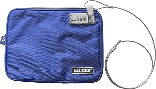 Vaultz Locking Pool Pouch - Water-Resistant Combination Locking Pouch w/Tether for Cash, Pool, Beach, Bank, or Travel - 7.5 x 9 Inches, Medium, Blue | Combination lock and tether keep cash and valuables secure at the pool, beach, bank or while traveling on the go