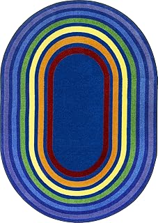Joy Carpets Rainbow Rings 5'4" x 7'8" Oval Area Rug in Color Multi