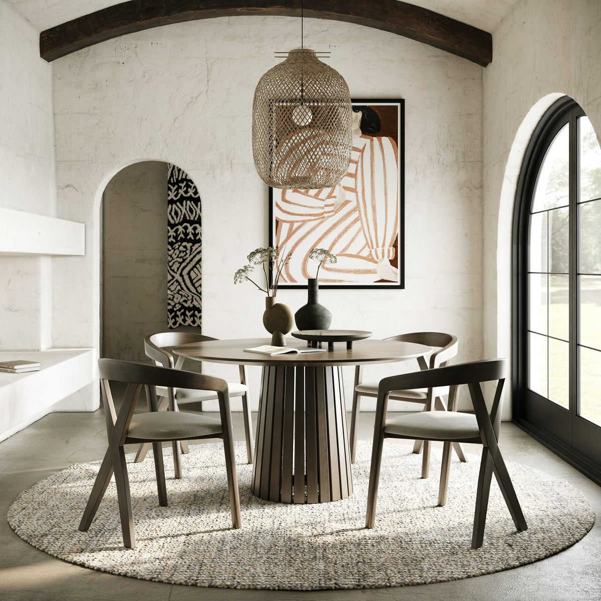 Weiss - Mid-Century Modern Wenge Round Dining Table by Limari Home – Rubberwood, Wenge, Model LIM-85576