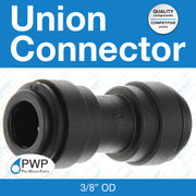 Union Connector 3/8"OD 10 Pack by John Guest – Acetal Copolymer, Black, Pack of 10, Model 4-PP0412E