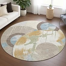 Addison Rugs Chantille ACN2612 Ivory 8' x 8' Indoor/Outdoor, Machine Washable, Easy Clean, Non Shedding, Bedroom, Living Room, Dining Room, Kitchen, Patio Round Rug