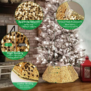 Blissun Christmas Tree Collar, Sequin Fabric Ring, Bright Gold, 15 x 25.6 Inch