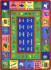 Joy Carpets Kid Essentials Spanish LenguaLink Rug, Multi, 5'4" x 7'8"
