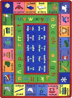 Joy Carpets Kid Essentials Spanish LenguaLink Rug, Multi, 5'4" x 7'8"