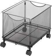 Safco Onyx Rolling Cart Desktop Tub File, Fits Letter-Size Hanging Folders, Collapsible Desk Organizer, Durable Steel Mesh Construction, Black