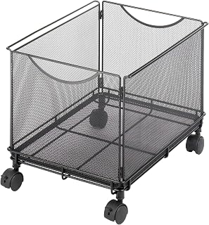Safco Onyx Rolling Cart Desktop Tub File, Fits Letter-Size Hanging Folders, Collapsible Desk Organizer, Durable Steel Mesh Construction, Black