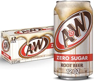 A&W Zero Sugar Root Beer Soda, 12 fl oz cans, 12 pack