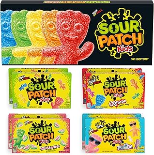 Sour Patch Kids Soft & Chewy Gummy Candy Variety Pack Gift Box, 8 ct | 8 individual 3.5 oz Boxes, Bulk Candy