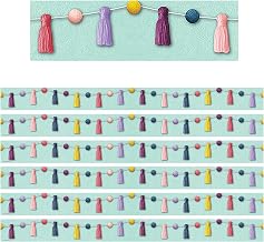 Teacher Created Resources Oh Happy Day Pom-Poms and Tassels Straight Border Trim, 35 Feet Per Pack, 6 Packs
