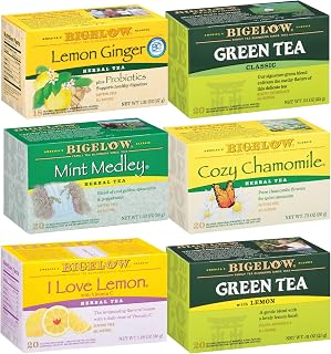 Bigelow Tea Immunity Teas 6 Flavor Variety Pack, Mixed Caffeinated & Caffeine Free Teas, 18 - 20 Ct (Pack of 6), 110 Total Tea Bags