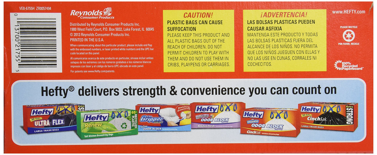 CinchSak 13 gal Tall Kitchen Bags by Hefty – 1 Count (Pack of 45), 13.0 gallons, Plastic, White, Pack of 45
