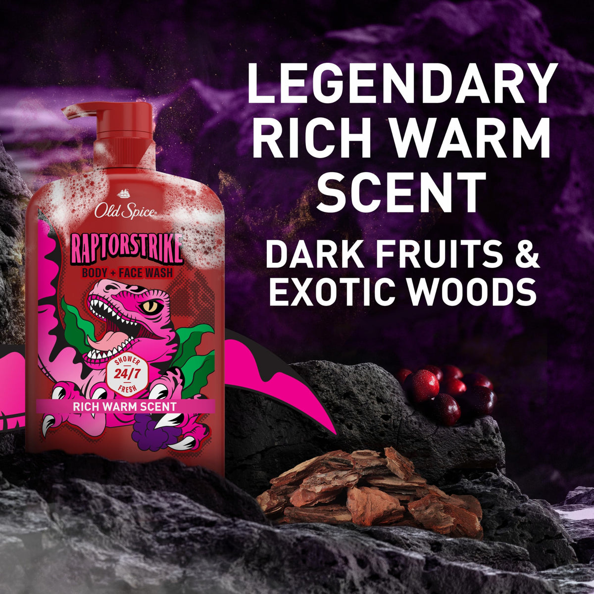 Old Spice Raptorstrike with Dark Berry / 33.4 Fl Oz (Pack of 2) / Rojo Body Washes
