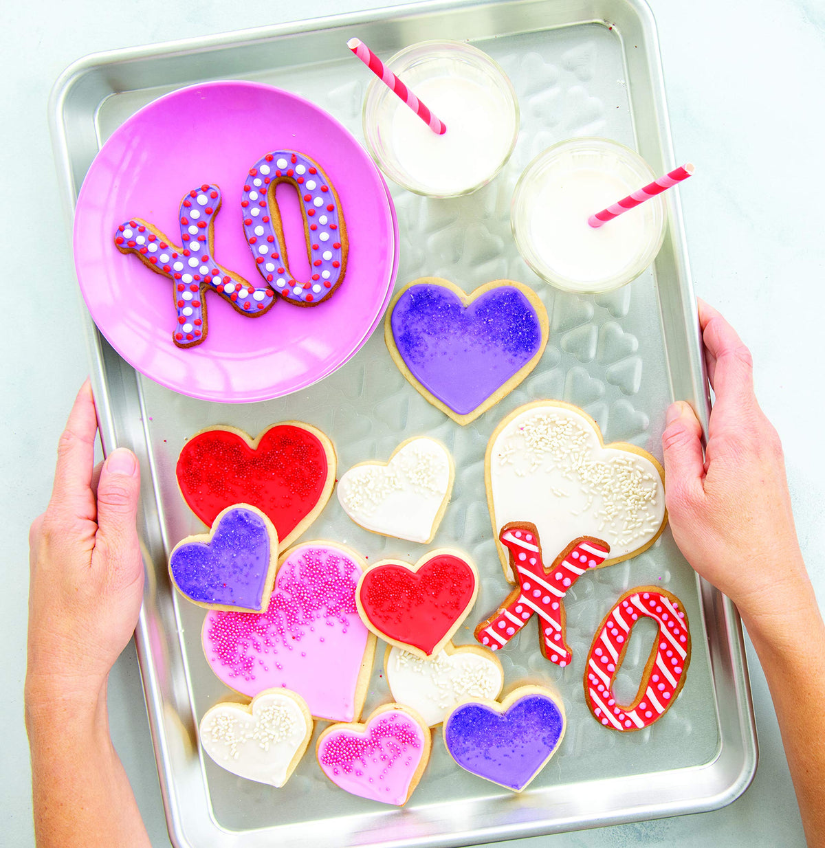 Nordic Ware Embossed Heart / Half Sheet / Silver Baking & Cookie Sheets
