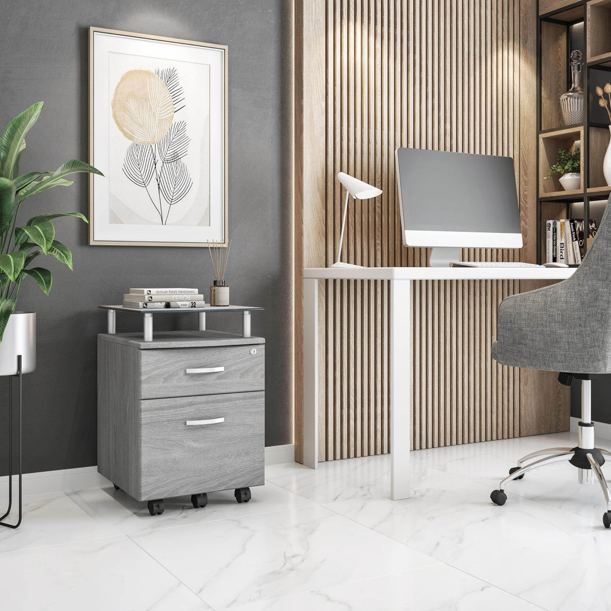 Techni Mobili Grey / Regular / Modern Vertical File Cabinets