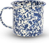 Crow Canyon Home Enamelware Mug, 12 ounce, Navy/Cream Splatter (Set of 4)