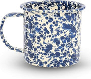 Crow Canyon Home Enamelware Mug, 12 ounce, Navy/Cream Splatter (Set of 4)