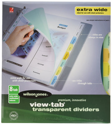 View-Tab Index Dividers by Wilson Jones – Polyethylene, Multi-color, Pack of 8, Model 55070
