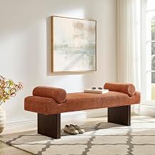 Roundhill Furniture Brooke Contemporary Upholstered Bench, Orange