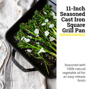 11" Cast Iron Square Grill Pan - Chef Collection - Pre-Seasoned Cast Iron Pan - Versatile Cooking - Indoor & Outdoor Use - Incredible Heat Retention (Pack of 2) by Lodge – 11"