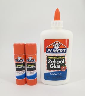 Washable Liquid School Glue and Disappearing Purple Elmer's School Glue Stick Bundle (Big)
