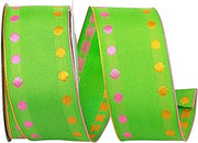 Reliant Ribbon 25748W-204-09F Dots Delight 2 Value Wired Edge Ribbon, 1-1/2 Inch X 10 Yards, Lime