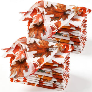 Kochorie Cloth Napkins, 18 x 18 Inch Poly Cotton Blend, Autumn Maple Leaf Print Set of 24