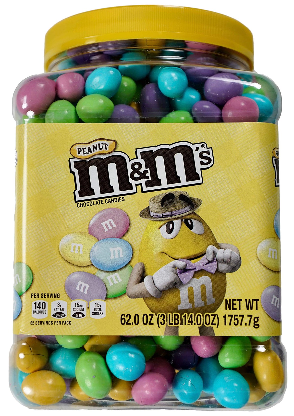 Peanut Chocolate Easter Candy Jar (62 Oz.) by M&M's – 62 Ounce (Pack of 1), Model 980169998