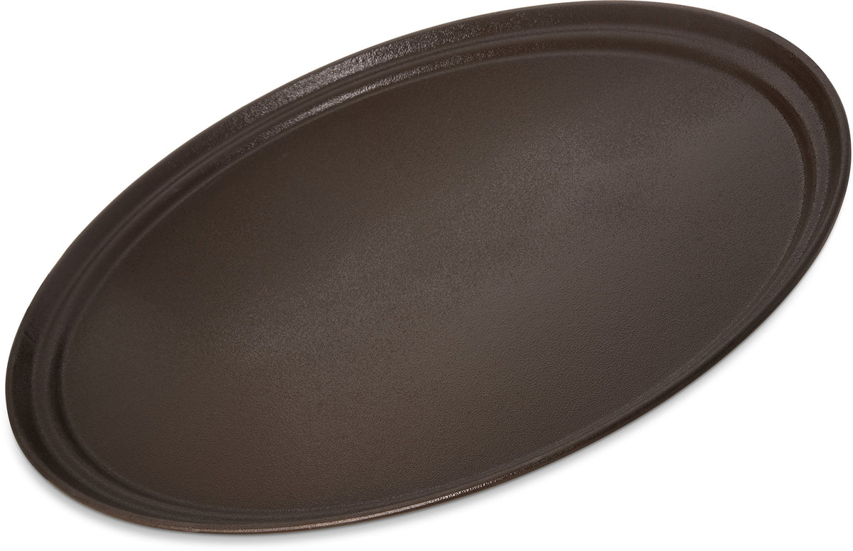 Carlisle FoodService Products Brown / 4.7" x 3.8" x 0.5" / Large Oval Waiter Tray Serving Trays