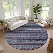 Addison Rugs Chantille ACN2741 Purple 8' x 8' Indoor/Outdoor, Machine Washable, Easy Clean, Non Shedding, Bedroom, Living Room, Dining Room, Kitchen, Patio Round Rug