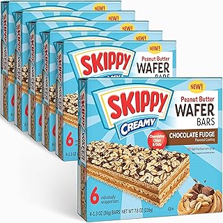 SKIPPY Creamy Peanut Butter And Chocolate Fudge Wafer Snack Bar, 1.3 Oz, 6 ct (Pack of 6-36 ct)